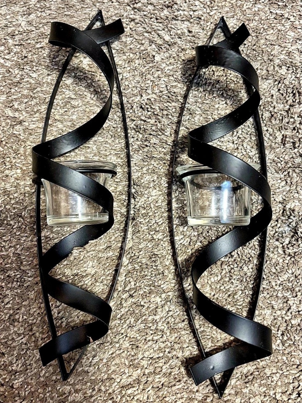 Black & Clear Wall Sconce Pair with Glass Cups